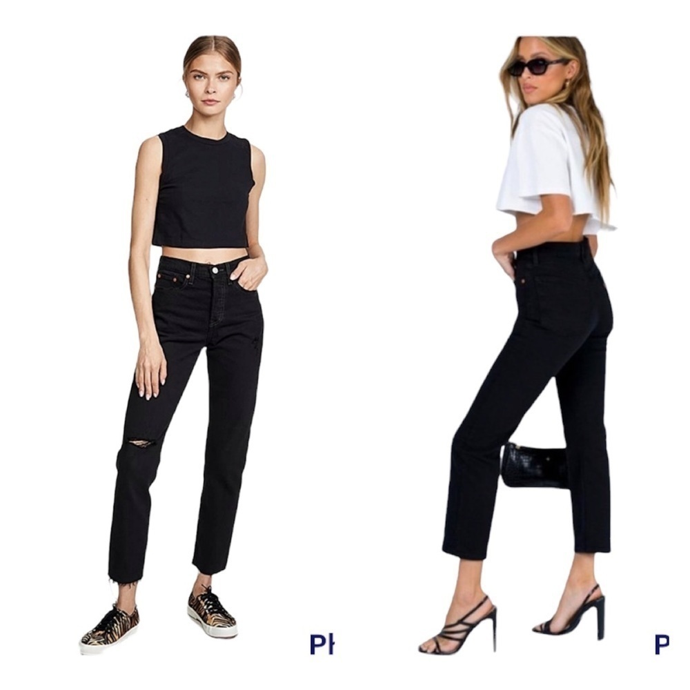 High-Rise Straight Leg Women's Jeans - Black